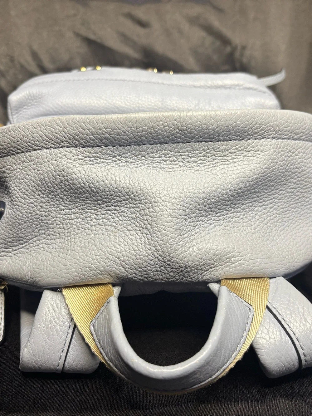 Michael Kors Slater Medium Pebbled Leather Backpack in a pale blue with dust bag